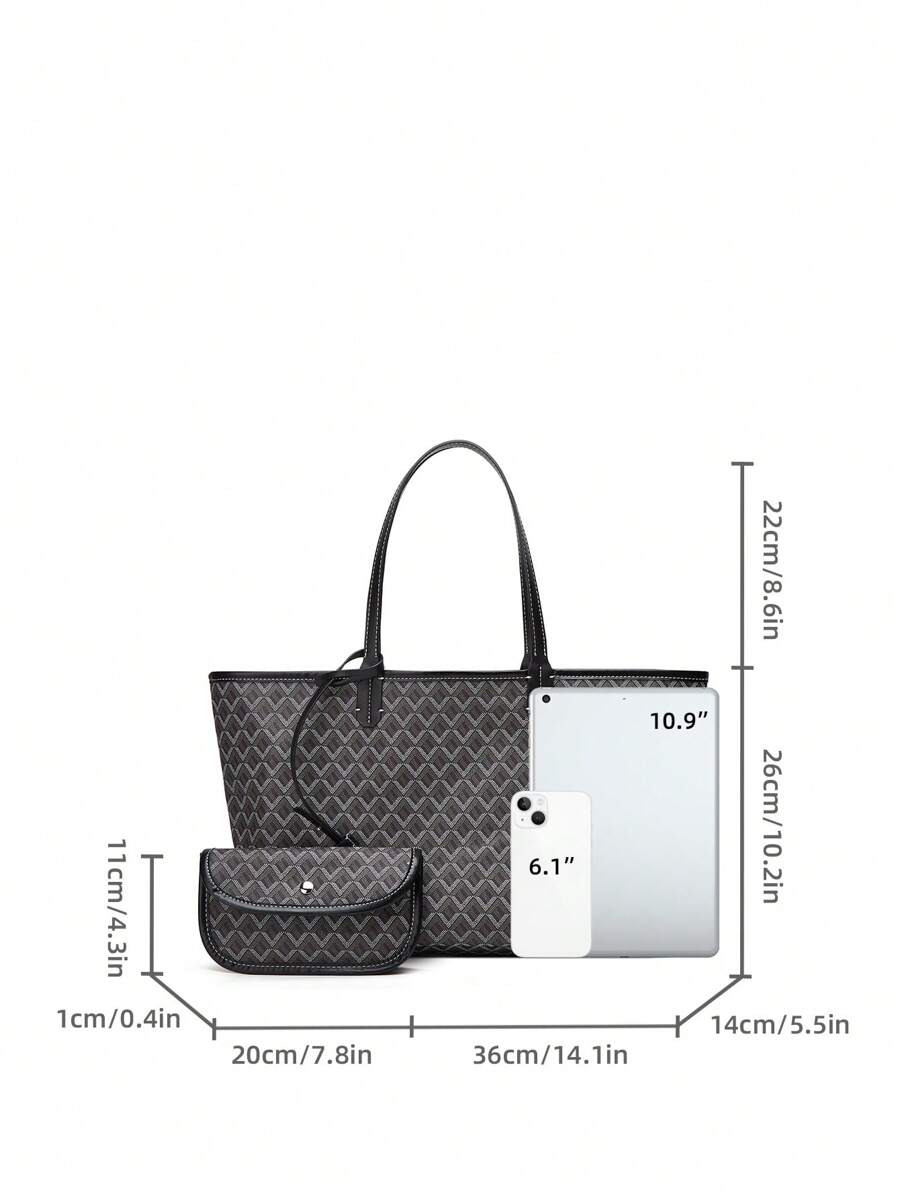 Women’s Large Capacity PVC Tote Bag Casual Shoulder Shopping Handbag Black spring 2026 collection