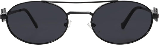 Women’s Retro Oval Sunglasses 90s Narrow Metal Frame UV400 Gradient Lens 2026 Trendy