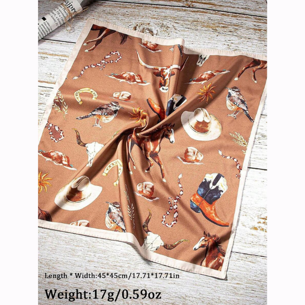 Women’s Western Print Square Bandana Scarf