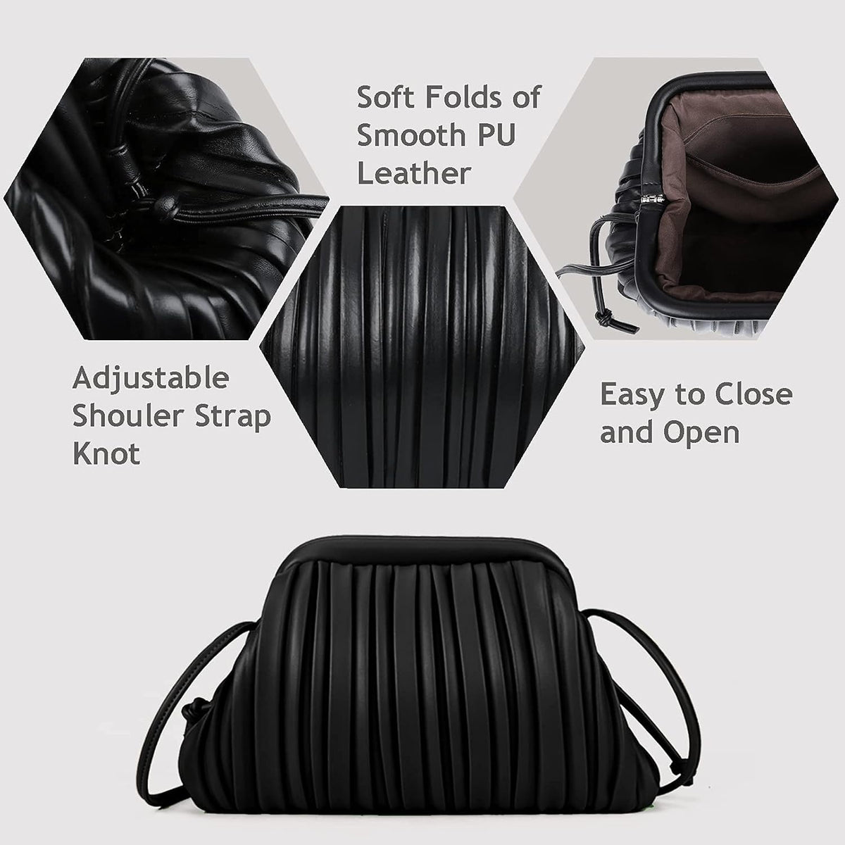 Women’s Cloud Dumpling Bag Ruched PU Leather Clutch Crossbody Taupe spring 2026 collection