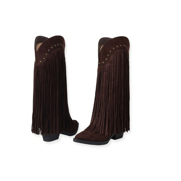 Women’s Brown Western Point Toe Boots Chunky Heel Slip-On Classic Style spring 2026 collection