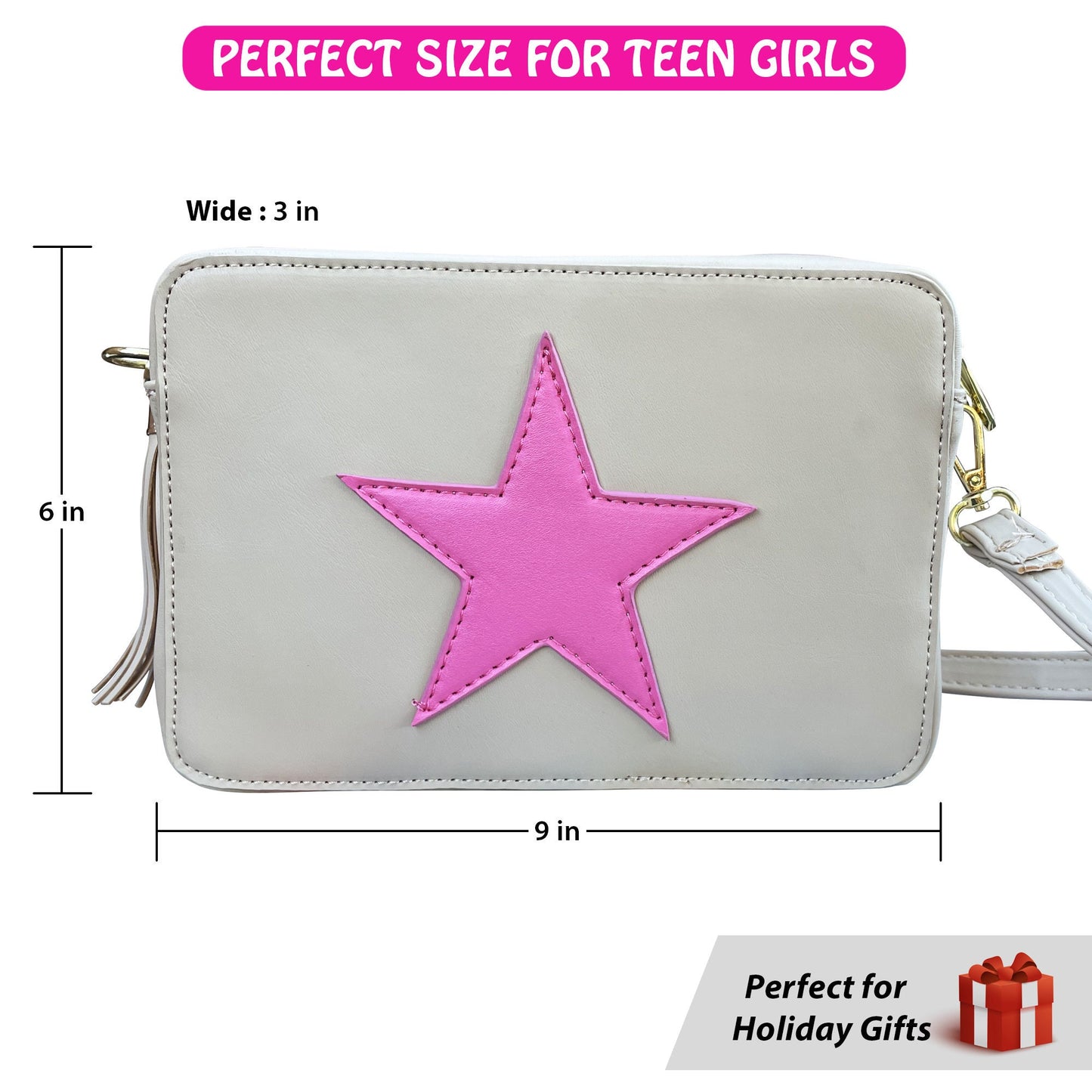 The Pink Star Cream Crossbody Bag