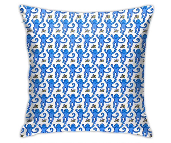 The Monkey Pillow Case in Blue