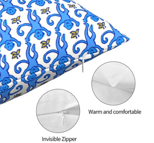 The Monkey Pillow Case in Blue