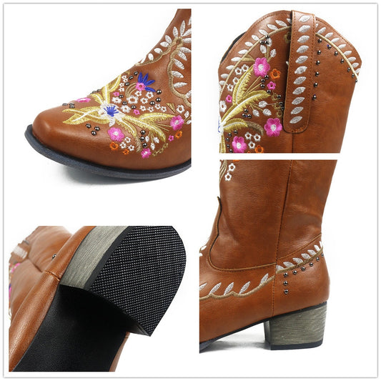 The Flower Cowboy Boots - Brown