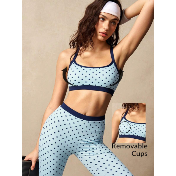 Women’s Polka Dot Cropped Cami and Leggings Activewear Set