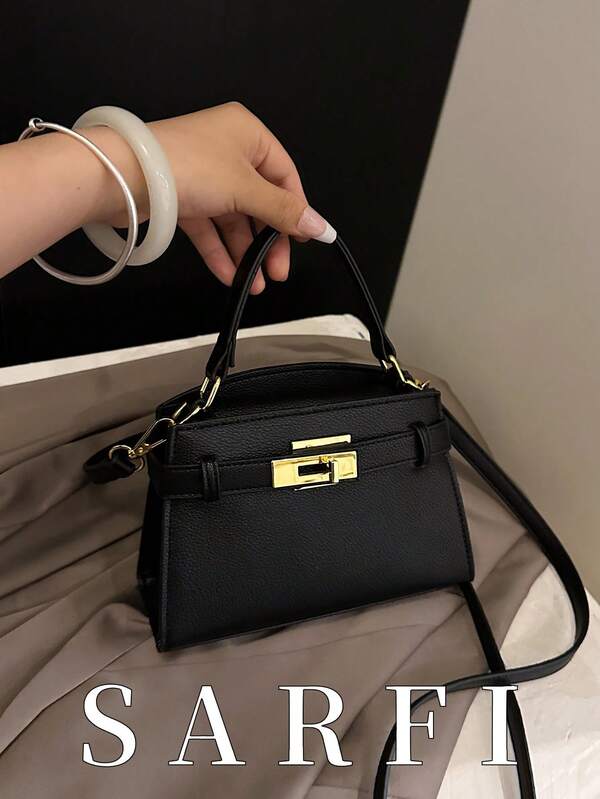 Women’s Mini PU Leather Crossbody Bag Litchi Grain Square Handbag Black spring 2026 collection