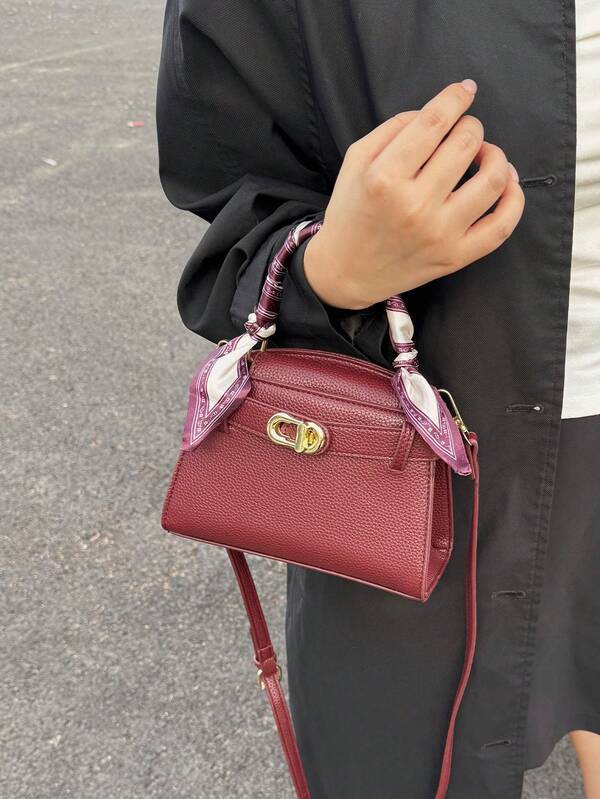 Women’s Mini PU Leather Crossbody Bag Litchi Grain Square Handbag Black spring 2026 collection