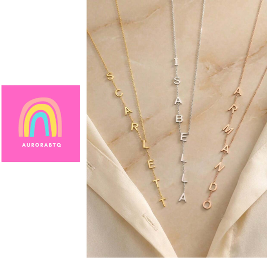 Personalized Lariat Name Necklace – Customizable with 1-12 Letters, 18K Gold-Plated