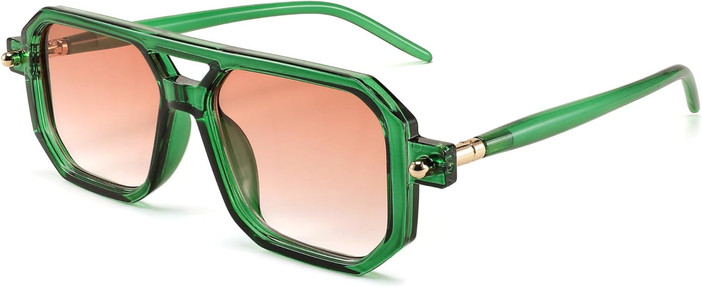 Retro Square Aviator Sunglasses Unisex 70s Style UV400 Gradient Lens