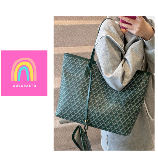 2pcs/Set Large Capacity Patchwork Tote Bags – Green Geometric Design, Ideal for Travel, Shopping, and Daily Use spring 2026 collection