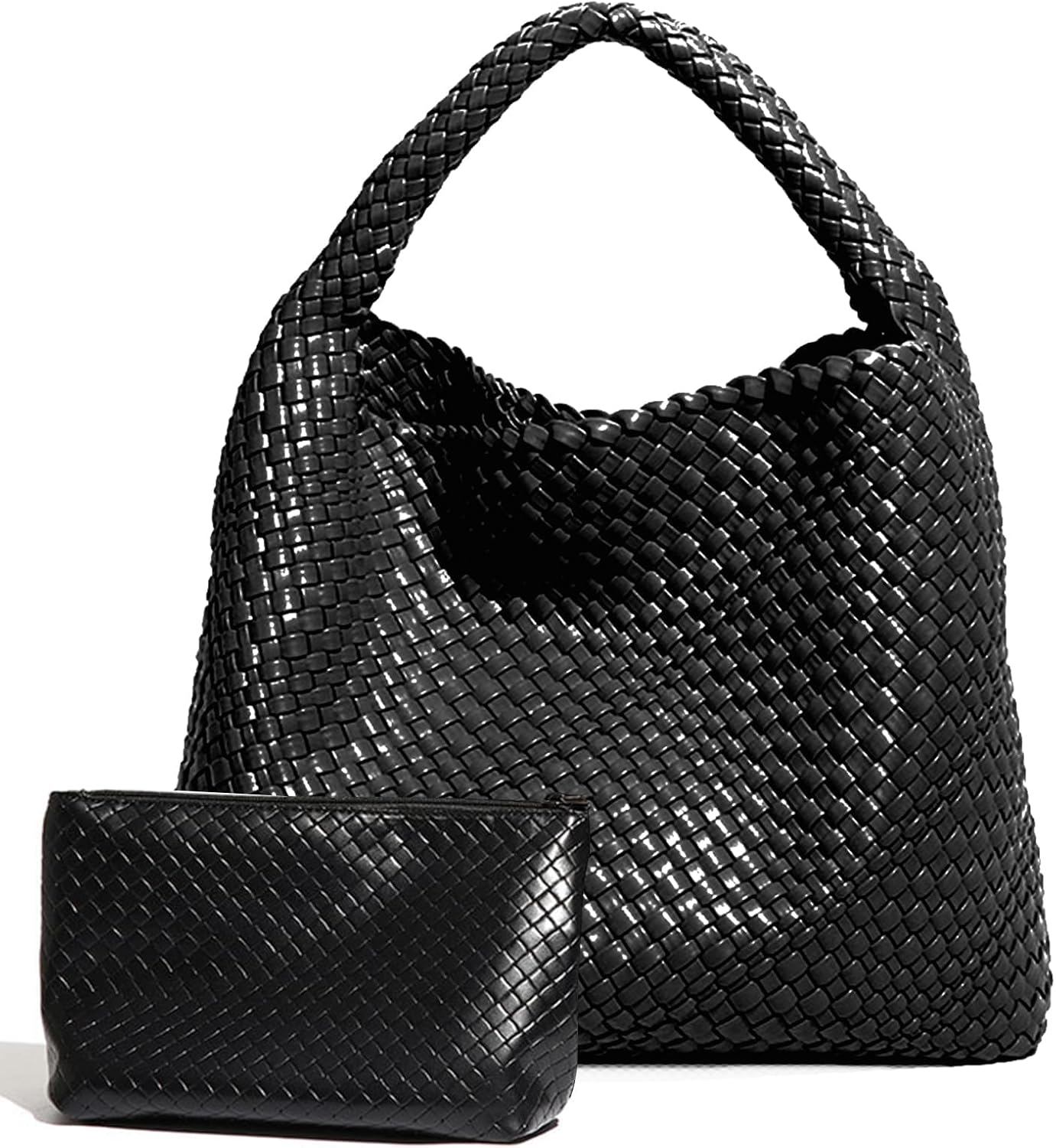 Women’s Woven Tote Bag with Pouch Large Capacity Hobo Shoulder Bag Silver spring 2026 collection