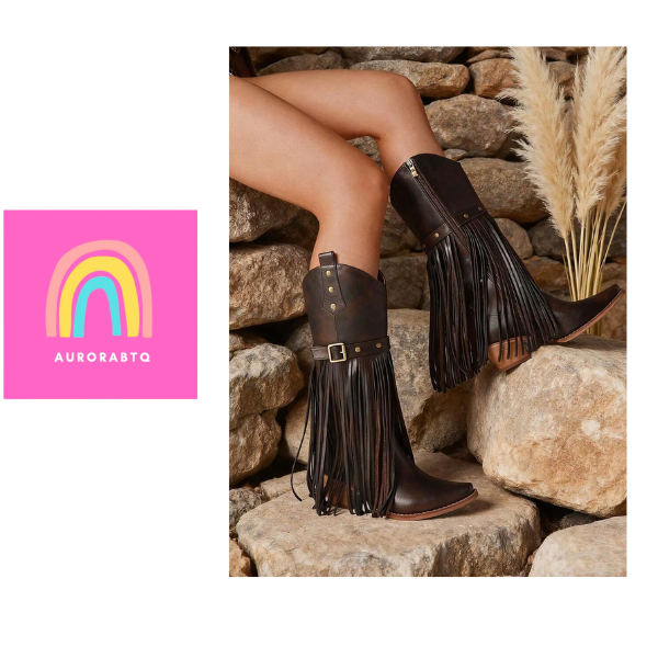 Women’s Brown Western Mid-Calf Boots Pointed Toe Chunky Heel Side Zipper spring 2026 collection