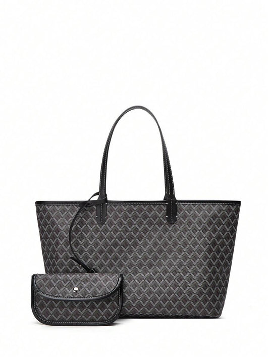 Women’s Large Capacity PVC Tote Bag Casual Shoulder Shopping Handbag Black spring 2026 collection