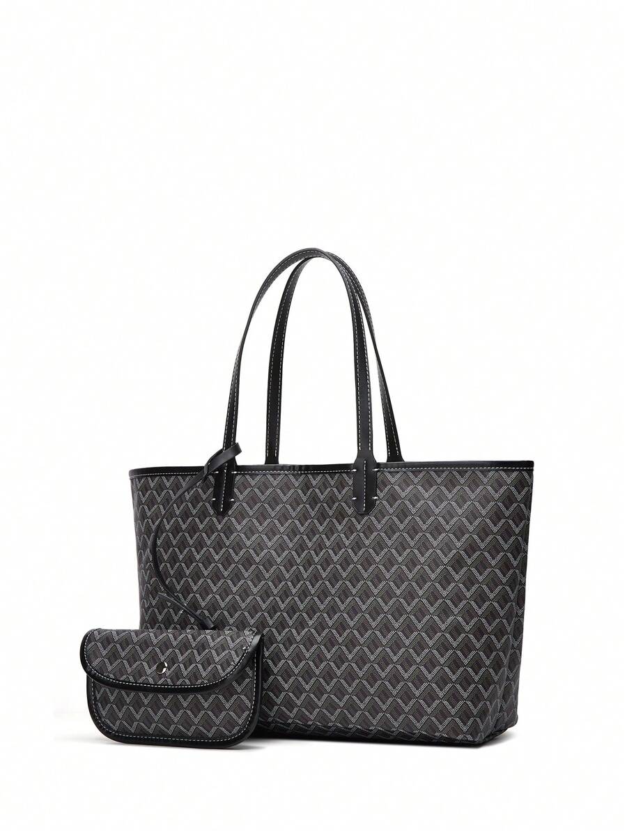 Women’s Large Capacity PVC Tote Bag Casual Shoulder Shopping Handbag Black spring 2026 collection