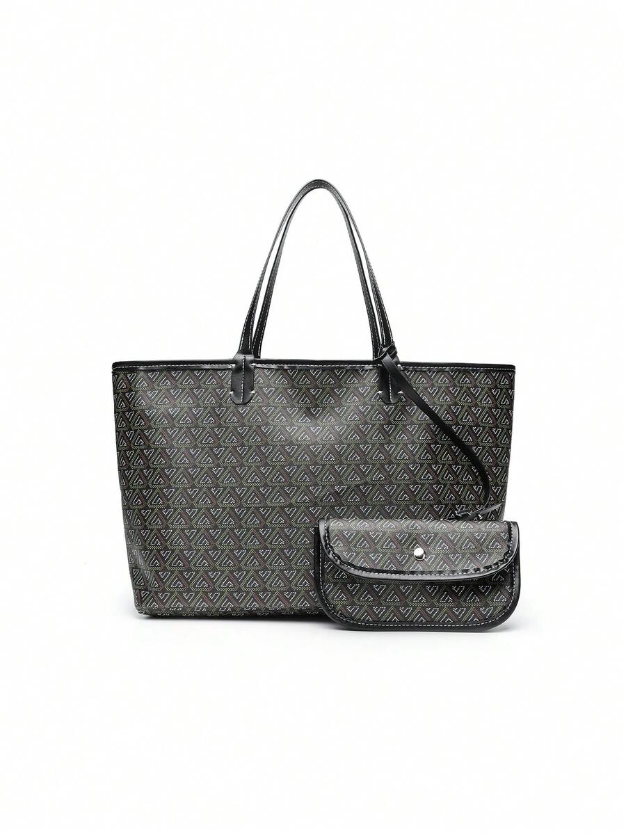 Women’s Large Tote Bag Set Minimalist Shoulder Handbag PVC Commuter Black spring 2026 collection