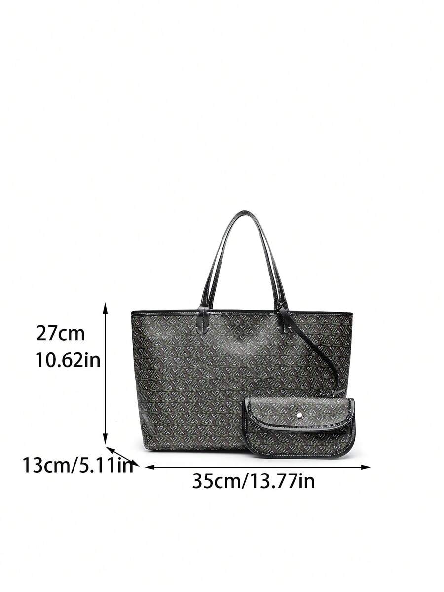 Women’s Large Tote Bag Set Minimalist Shoulder Handbag PVC Commuter Black spring 2026 collection