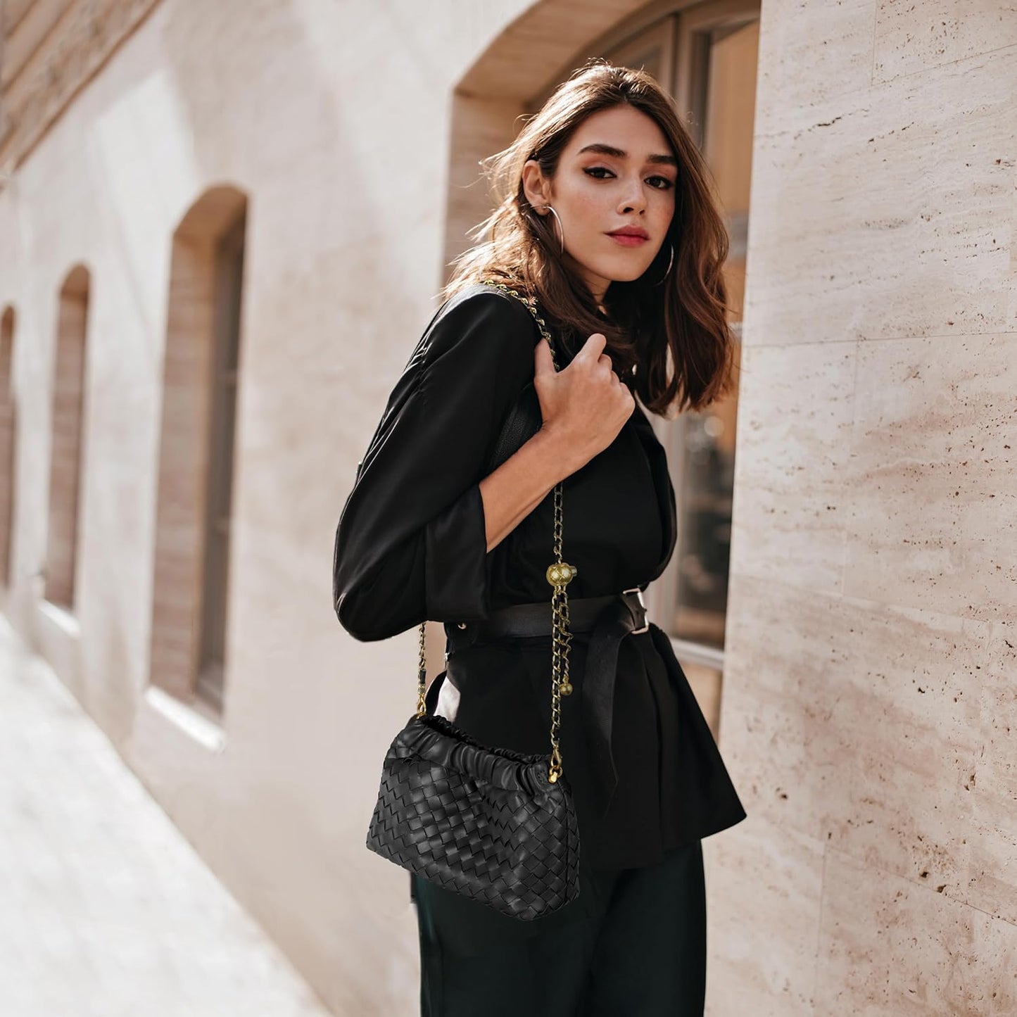 Women’s Woven Dumpling Bag Crossbody Hobo Shoulder Clutch Light Beige spring 2026 collection