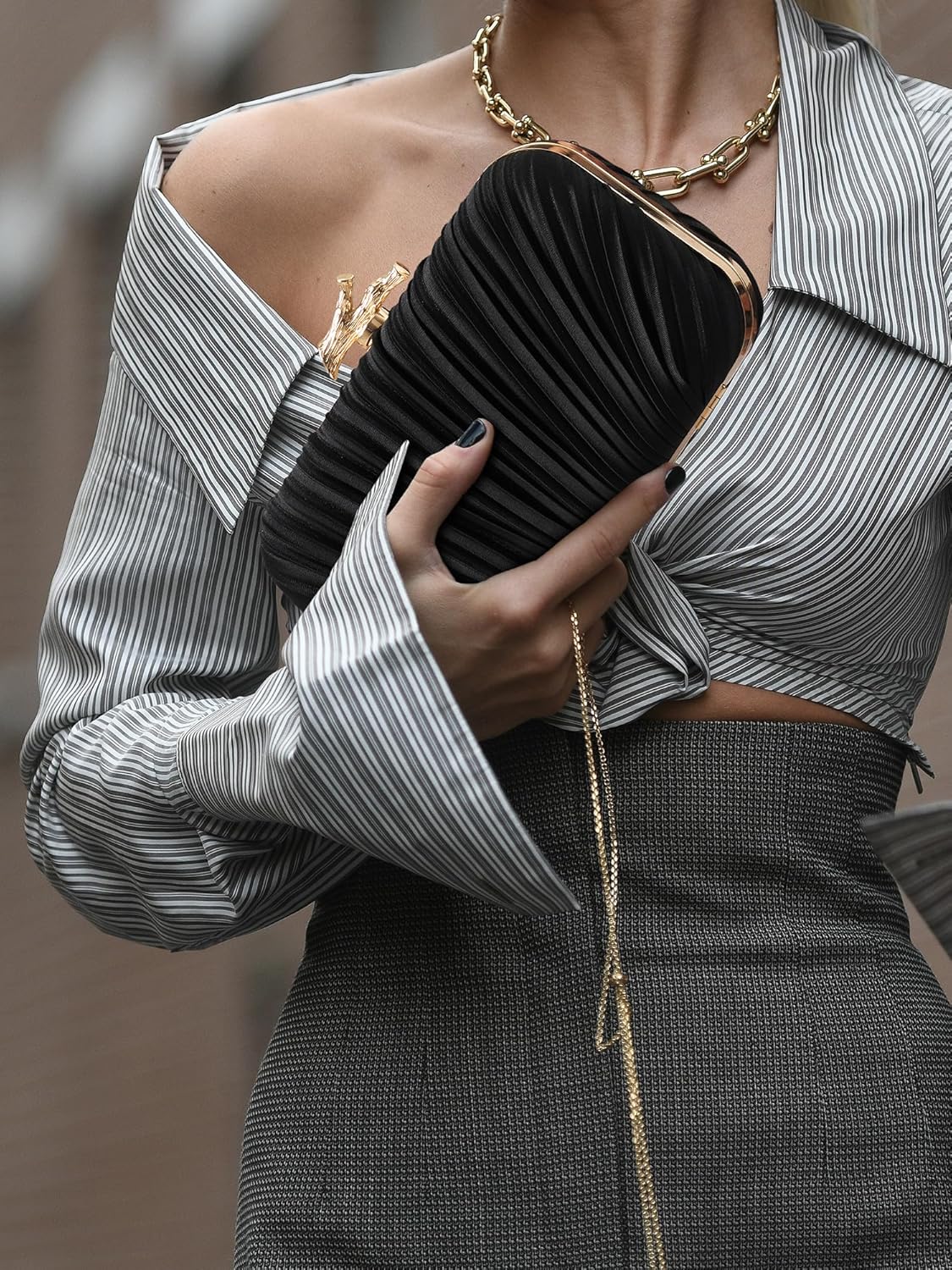 Women’s Satin Clutch Bag Ruched Evening Purse with Chain Strap Silver spring 2026 collection