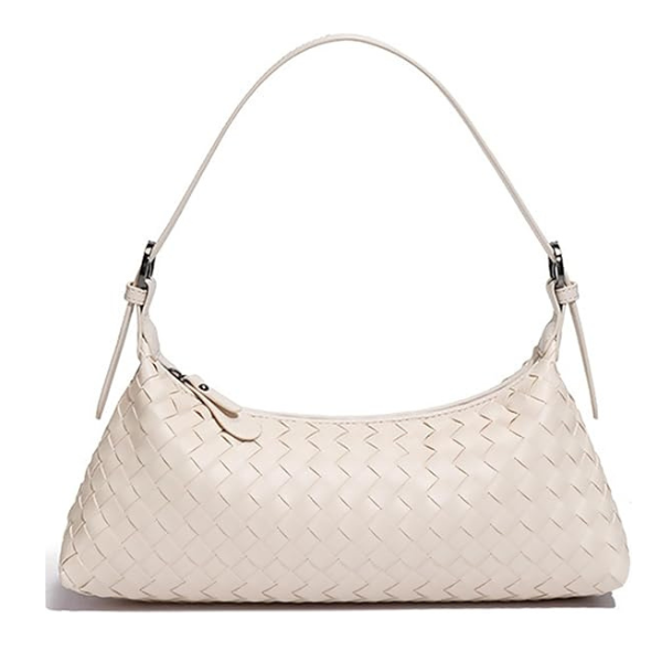 Women’s Woven Crossbody Shoulder Bag Small Faux Leather Hobo Purse Apricot