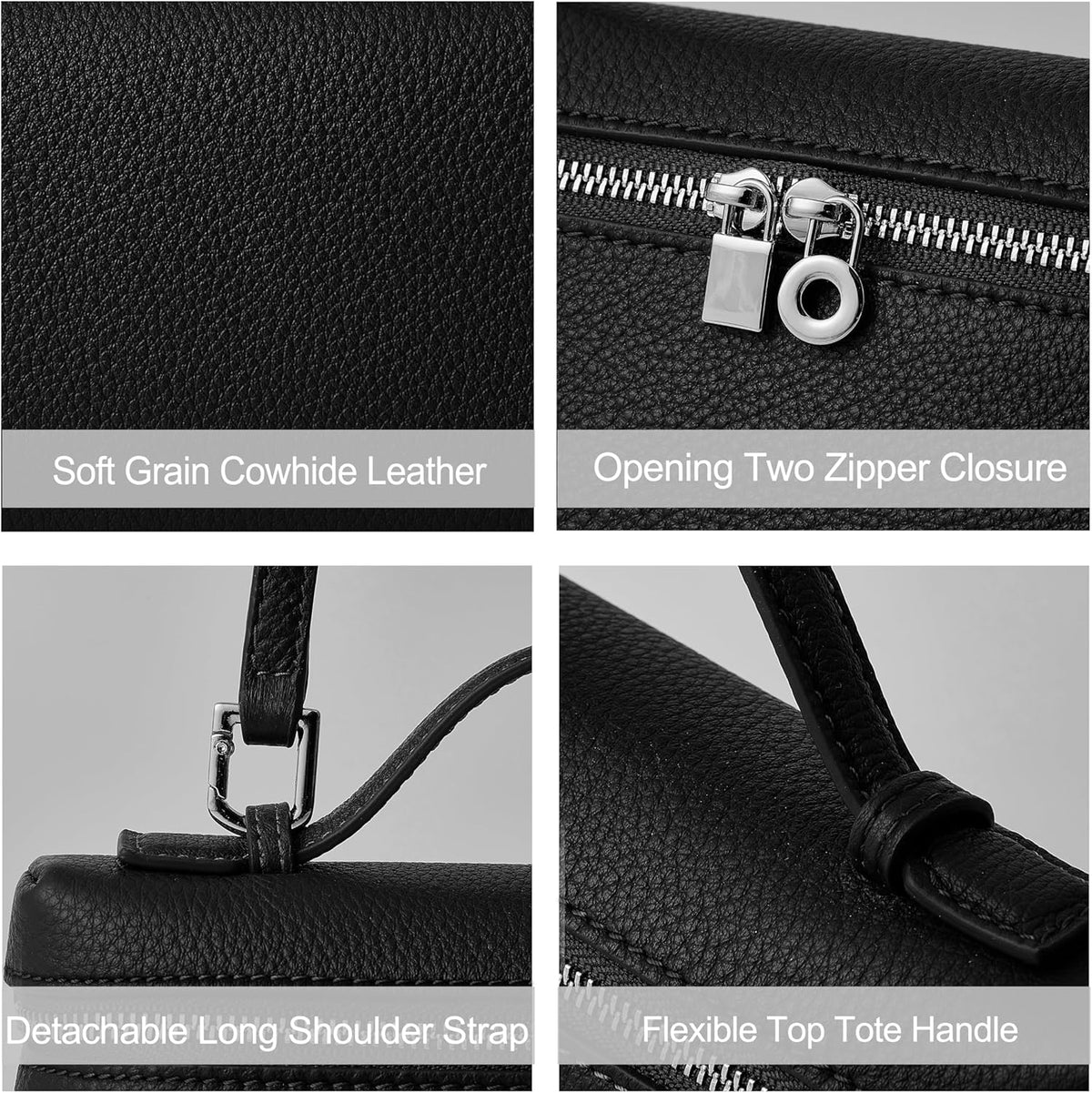 Women’s Genuine Leather Mini Crossbody Bag Top Handle Clutch Phone Purse Black spring 2026 collection