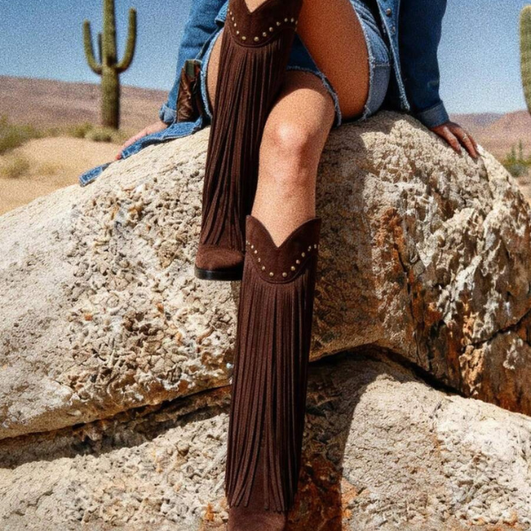 Women’s Brown Western Point Toe Boots Chunky Heel Slip-On Classic Style spring 2026 collection