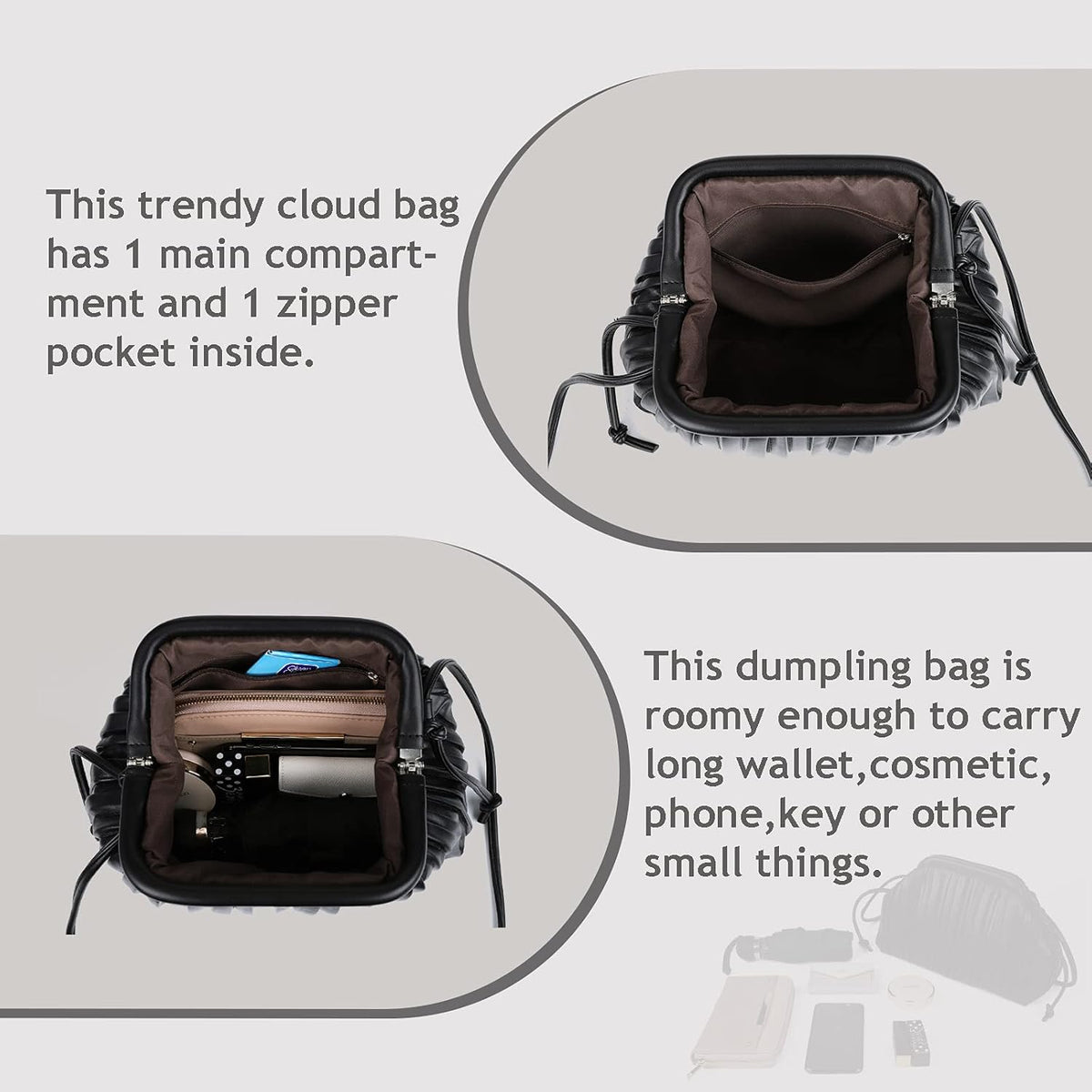Women’s Cloud Dumpling Bag Ruched PU Leather Clutch Crossbody Taupe spring 2026 collection