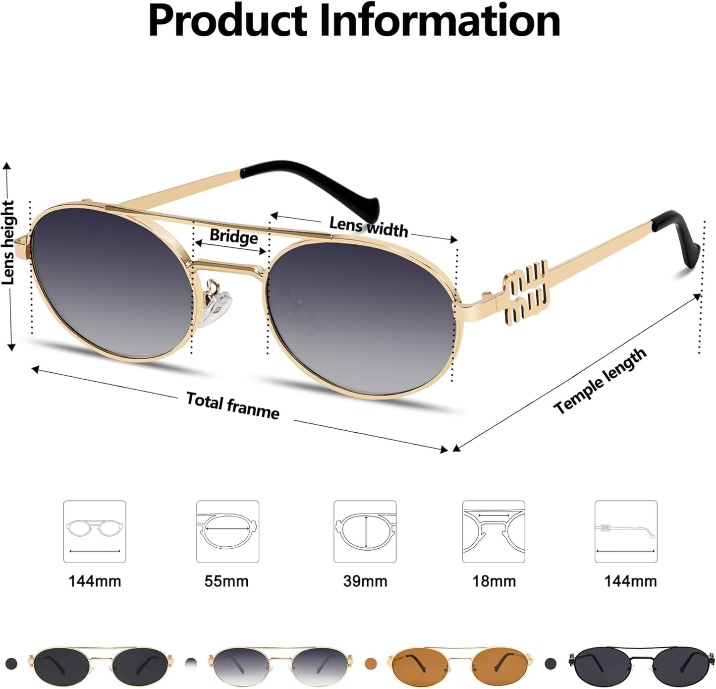 Women’s Retro Oval Sunglasses 90s Narrow Metal Frame UV400 Gradient Lens 2026 Trendy