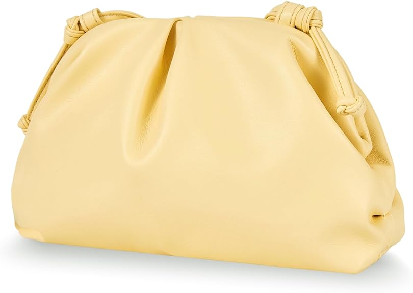 Women’s Pleated Cloud Clutch Bag Vegan Leather Soft Dumpling Purse Light