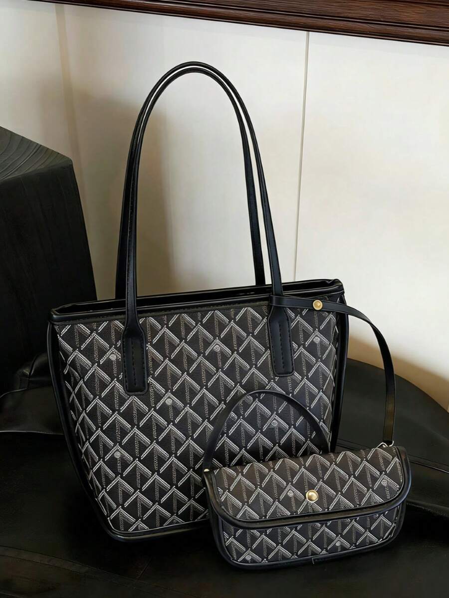 Women’s Minimalist Tote Bag Set Large Capacity Shoulder Handbag with Wallet Pink spring 2026 collection