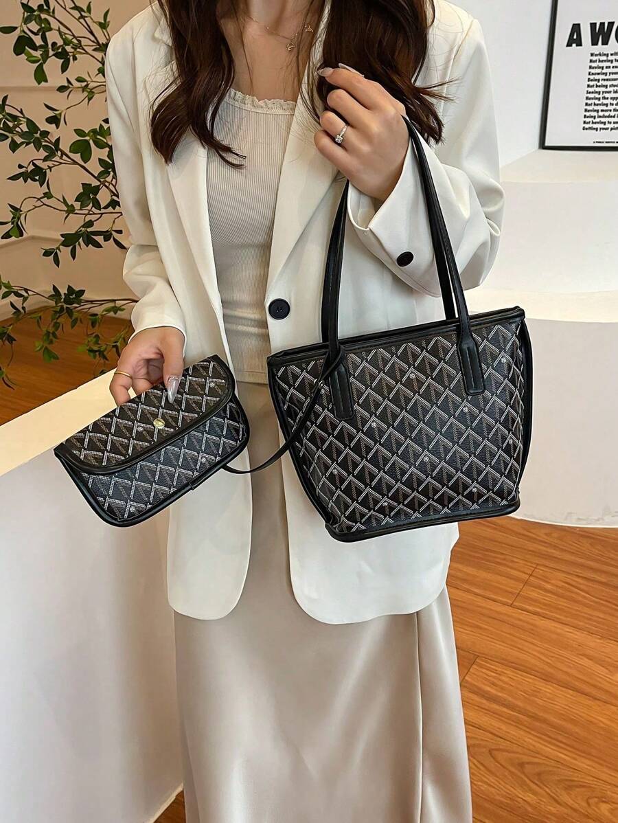 Women’s Minimalist Tote Bag Set Large Capacity Shoulder Handbag with Wallet Pink spring 2026 collection