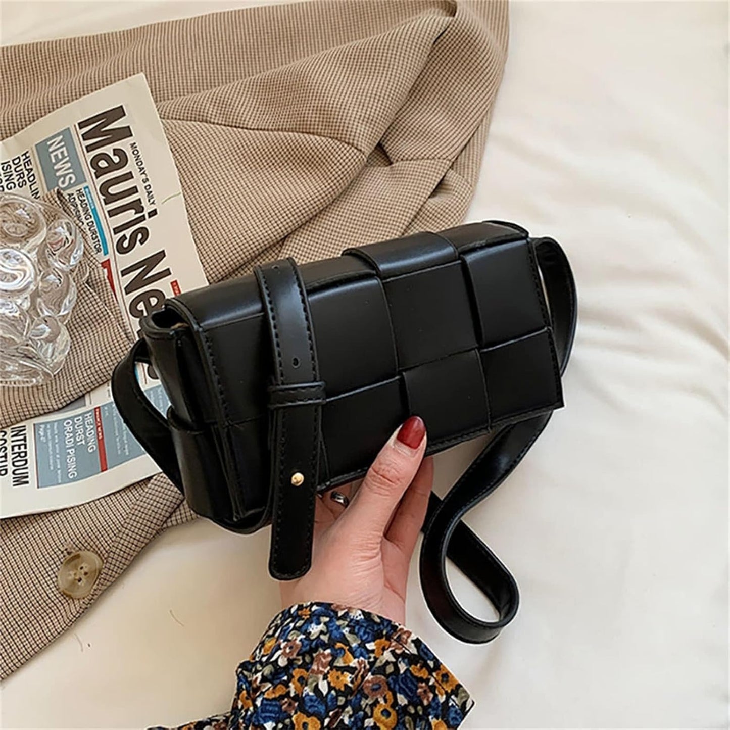 Women’s Mini Woven Crossbody Bag Adjustable Strap Square Shoulder Clutch Purse spring 2026 collection