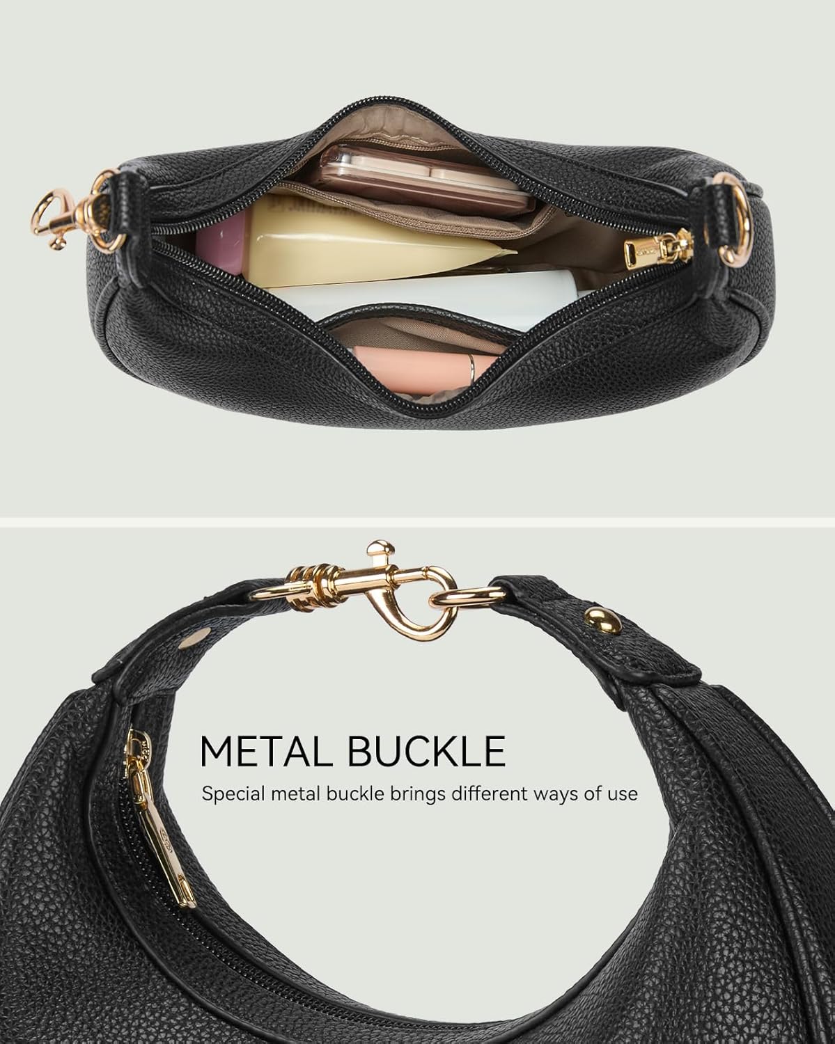 Women’s Crescent Crossbody Bag Vegan Leather Shoulder Clutch Hobo Brown