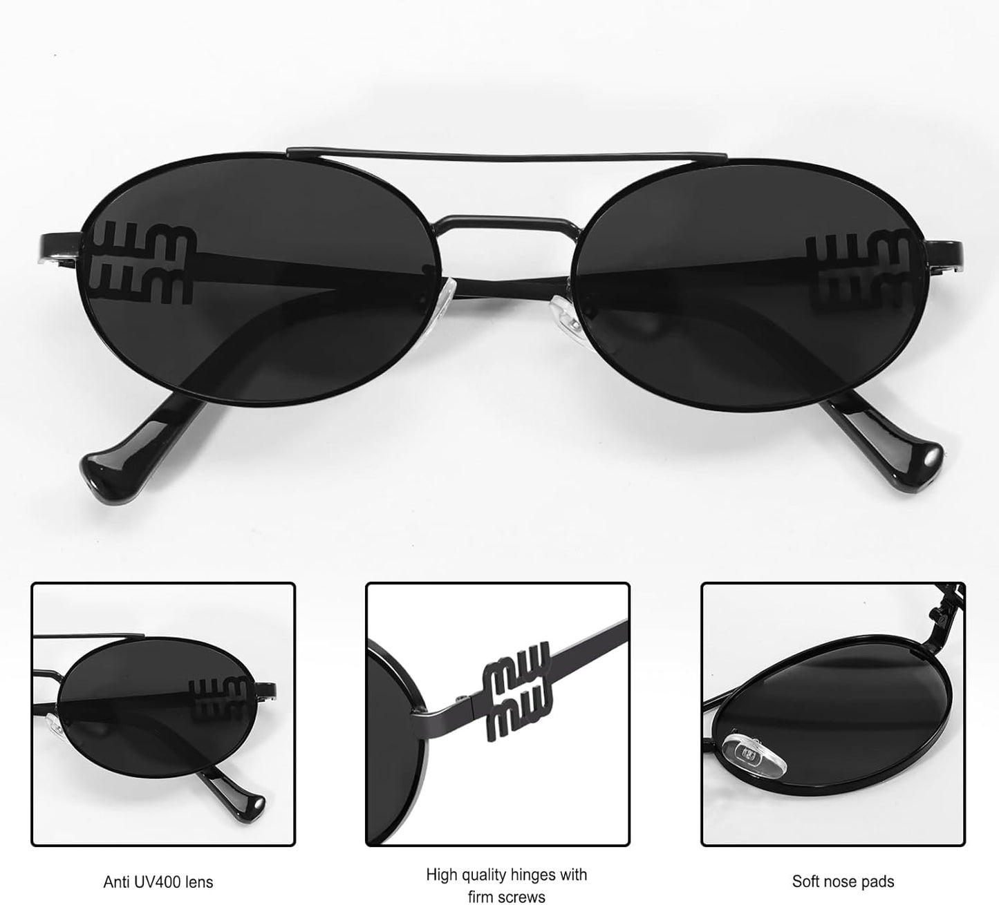 Women’s Retro Oval Sunglasses 90s Narrow Metal Frame UV400 Gradient Lens 2026 Trendy