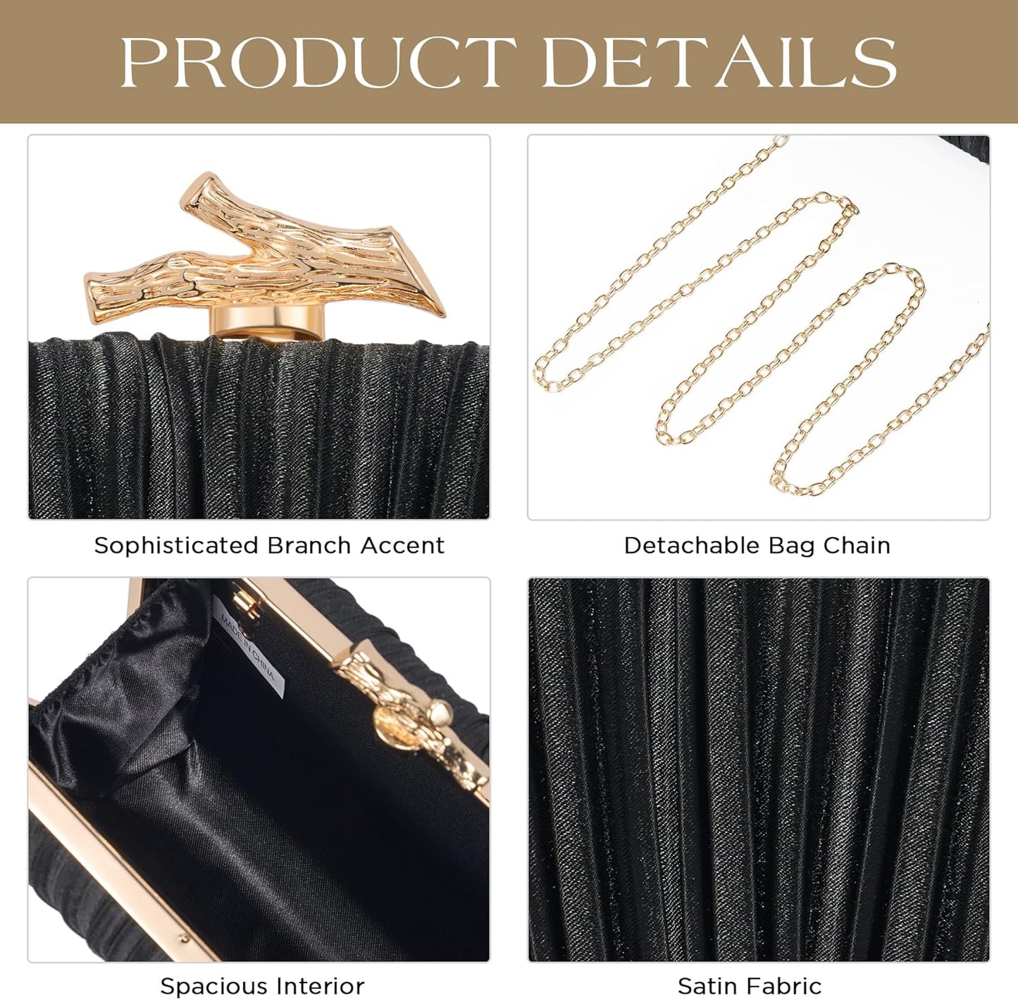 Women’s Satin Clutch Bag Ruched Evening Purse with Chain Strap Silver spring 2026 collection