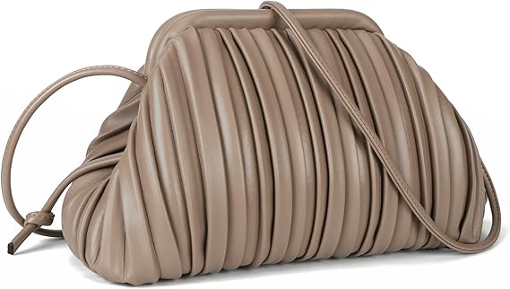 Women’s Cloud Dumpling Bag Ruched PU Leather Clutch Crossbody Taupe spring 2026 collection