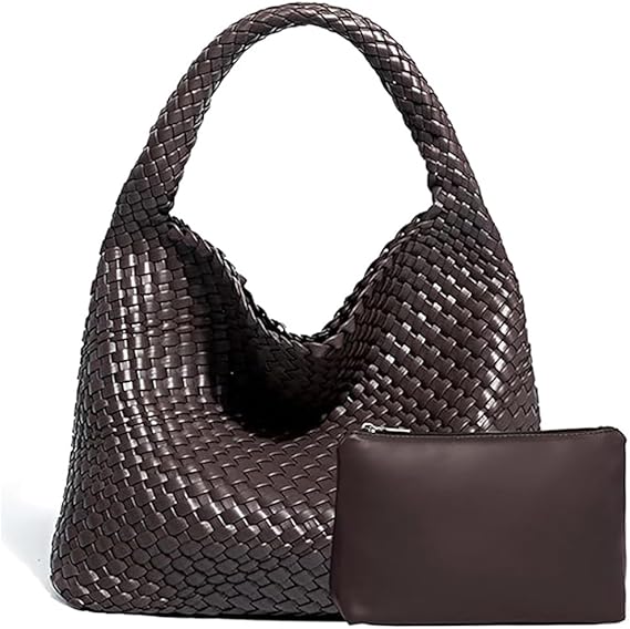 Women’s Woven Tote Bag with Pouch Large Capacity Hobo Shoulder Bag Silver spring 2026 collection