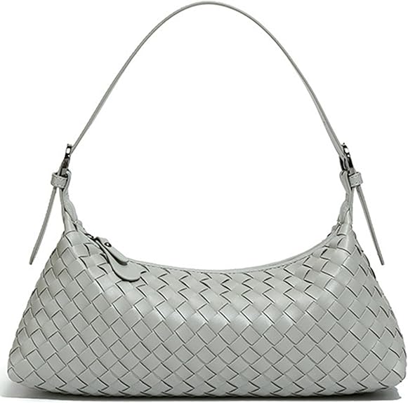 Women’s Woven Crossbody Shoulder Bag Small Faux Leather Hobo Purse Apricot