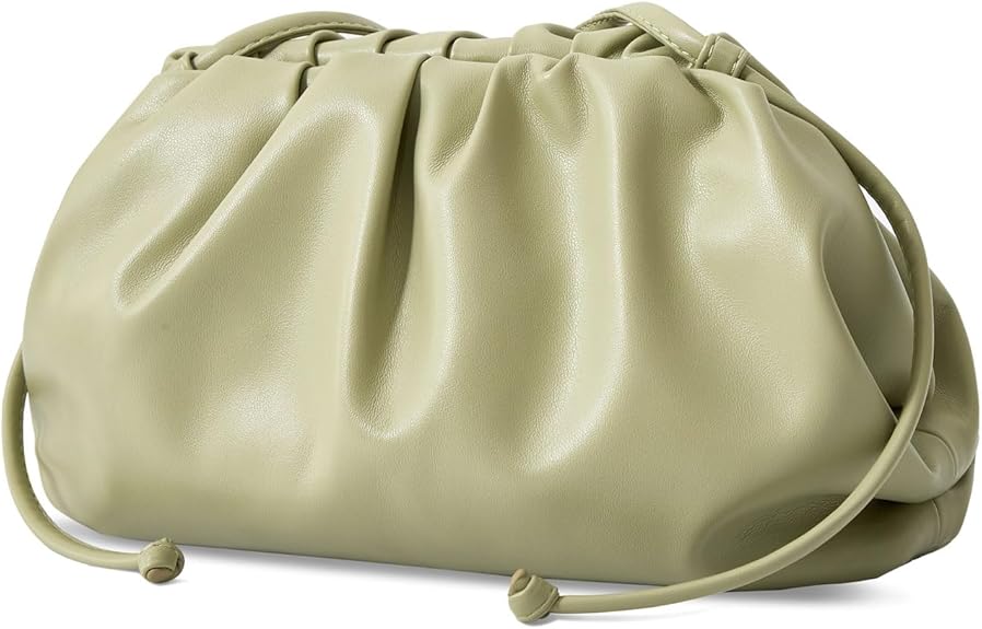 Women’s Pleated Cloud Clutch Bag Vegan Leather Soft Dumpling Purse Light