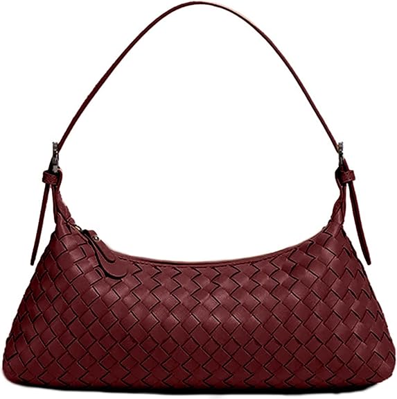 Women’s Woven Crossbody Shoulder Bag Small Faux Leather Hobo Purse Apricot
