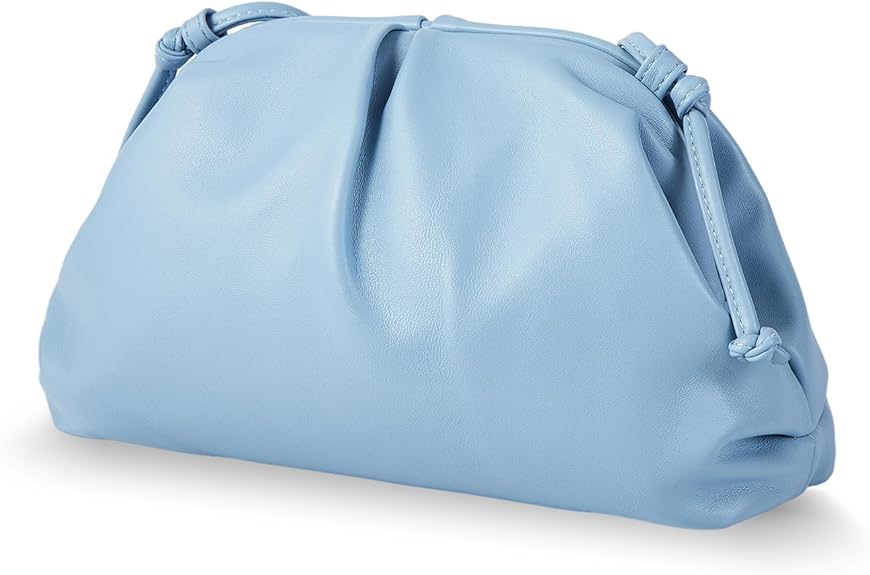 Women’s Pleated Cloud Clutch Bag Vegan Leather Soft Dumpling Purse Light