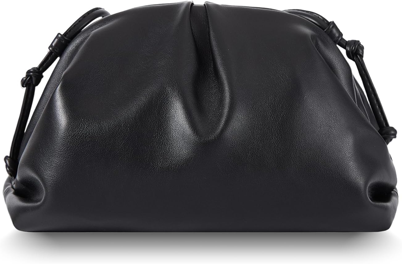 Women’s Pleated Cloud Clutch Bag Vegan Leather Soft Dumpling Purse Light