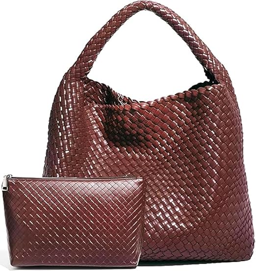 Women’s Woven Tote Bag with Pouch Large Capacity Hobo Shoulder Bag Silver spring 2026 collection