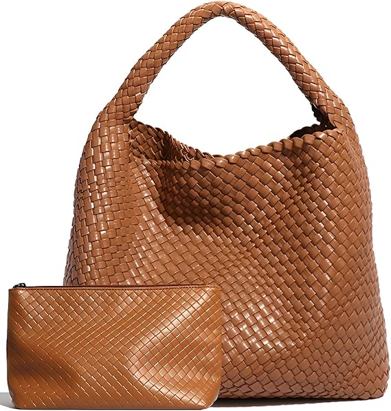 Women’s Woven Tote Bag with Pouch Large Capacity Hobo Shoulder Bag Silver spring 2026 collection