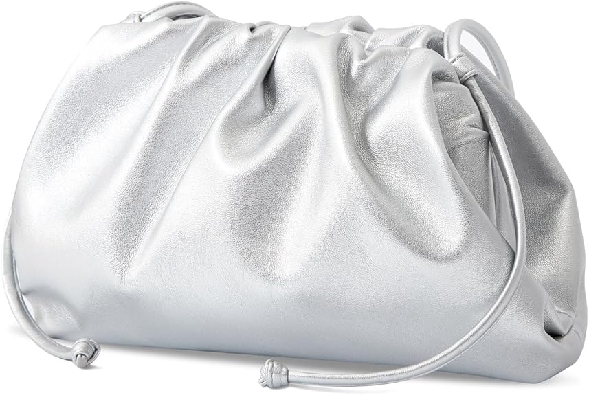 Women’s Pleated Cloud Clutch Bag Vegan Leather Soft Dumpling Purse Light