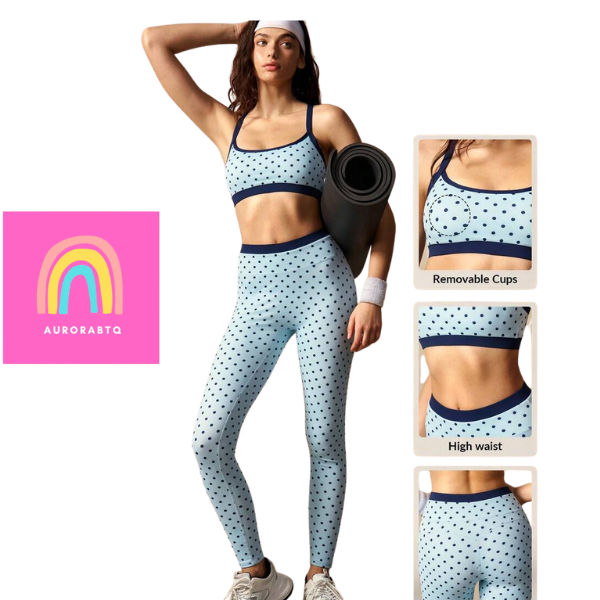 Women’s Polka Dot Cropped Cami and Leggings Activewear Set