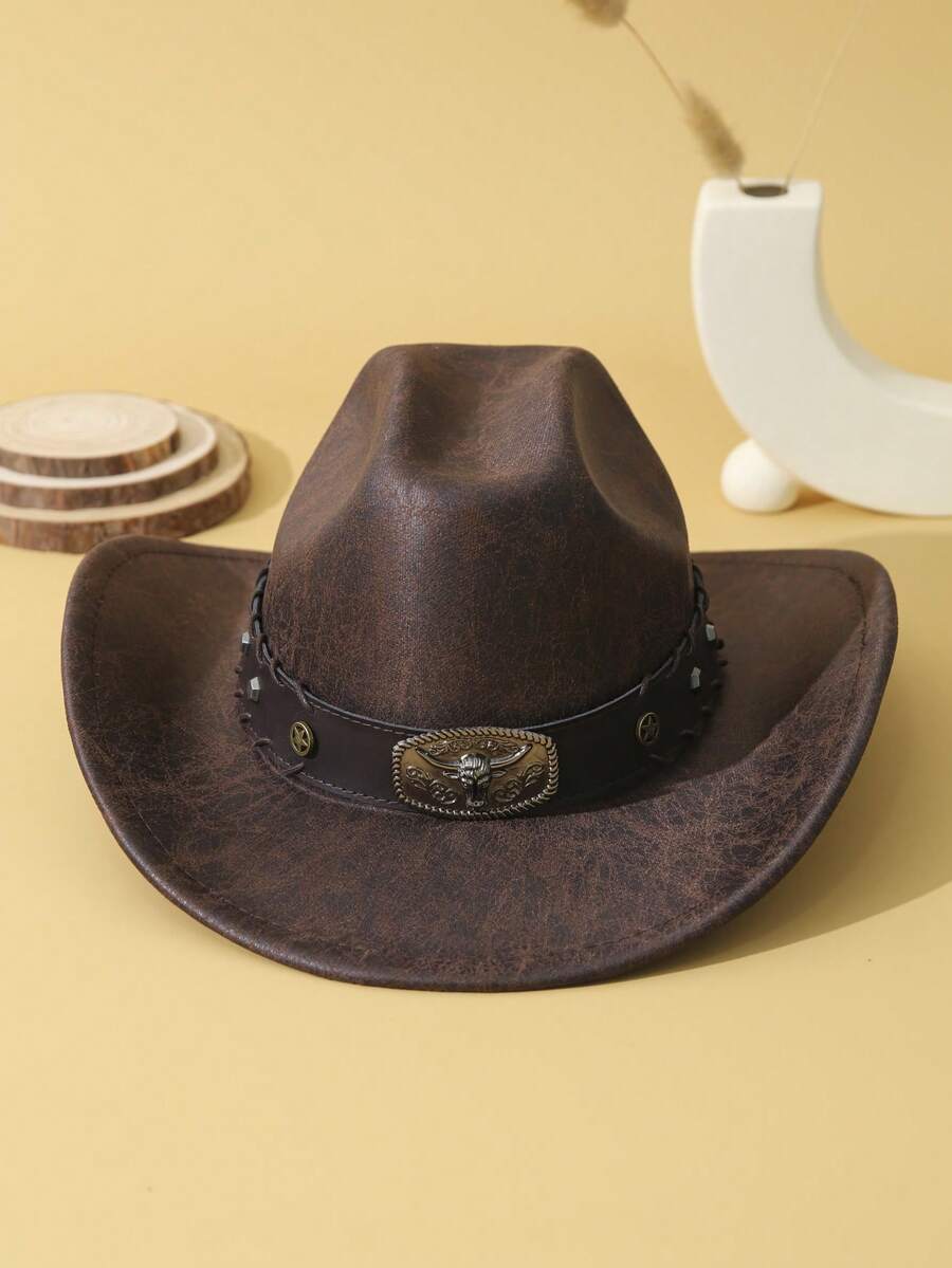 Unisex Coffee Brown Western Wide Brim Cowboy Hat Casual Boho Style spring 2026 collection