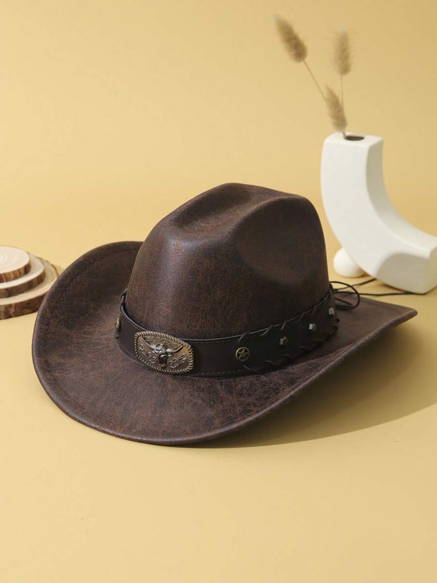 Unisex Coffee Brown Western Wide Brim Cowboy Hat Casual Boho Style spring 2026 collection