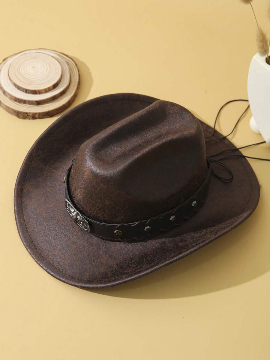 Unisex Coffee Brown Western Wide Brim Cowboy Hat Casual Boho Style spring 2026 collection