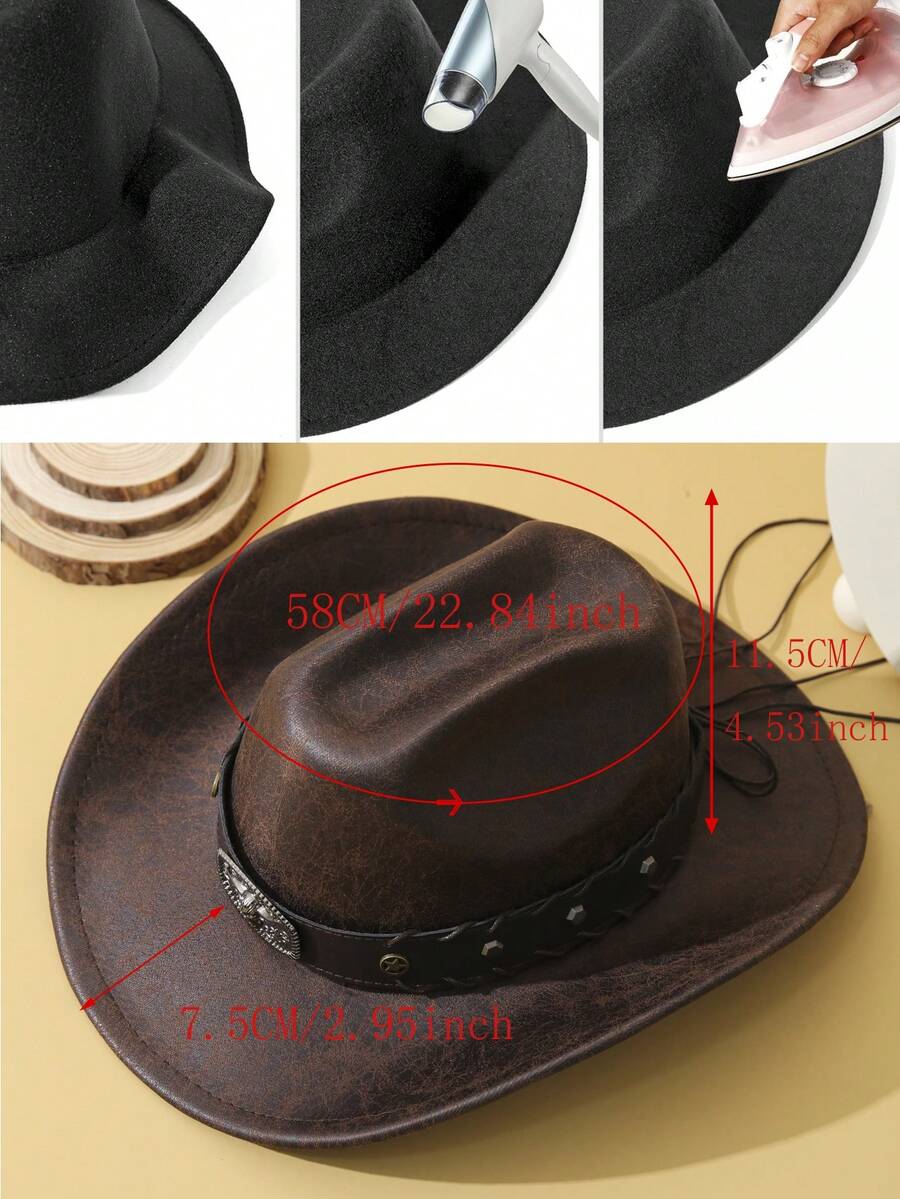 Unisex Coffee Brown Western Wide Brim Cowboy Hat Casual Boho Style spring 2026 collection